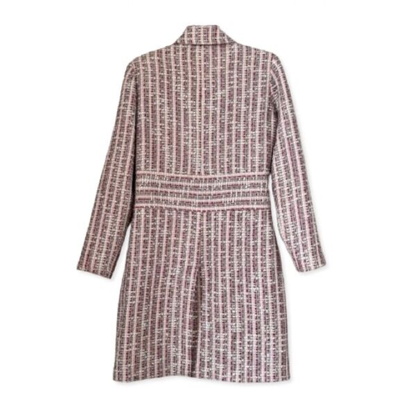 WDNY Pink Grey Tweed Button Trench Jacket Dress Coat Women's Dress Size 8 - Picture 3 of 11